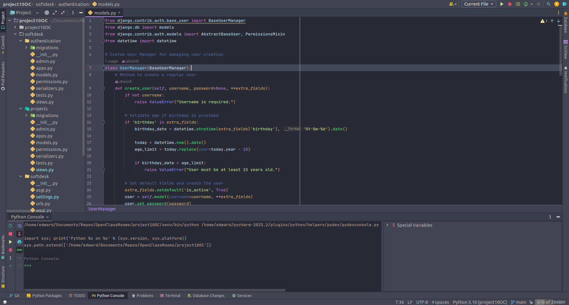 Projet tests et débogage
